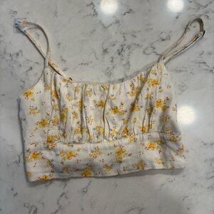 Aeropostale White and Cream Smocked Camisole Top